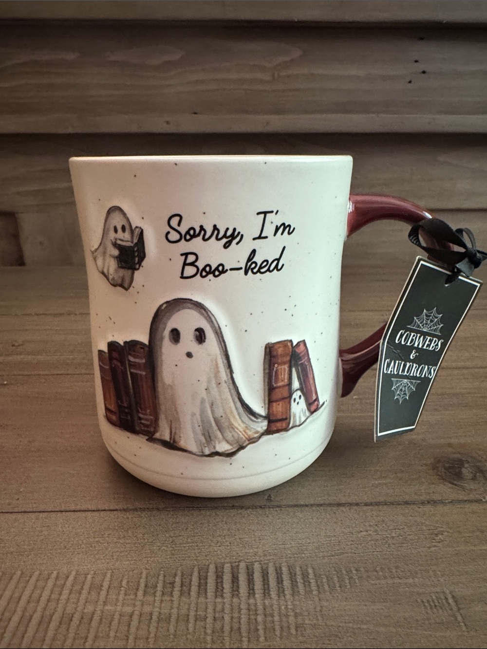 Cobwebs & Cauldrons Halloween Ghost Sorry I’m Boo-ked Mug - Picture 2 of 9